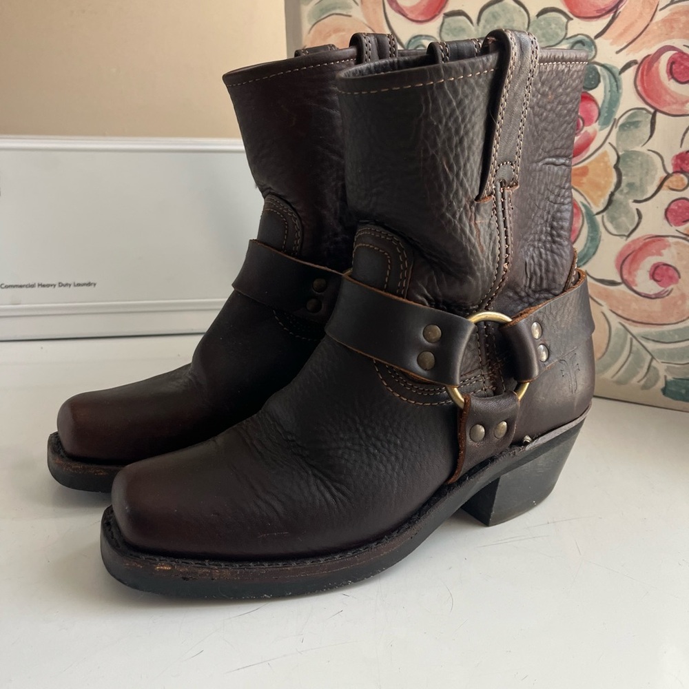 Frye Dark Brown Leather Ankle Boots